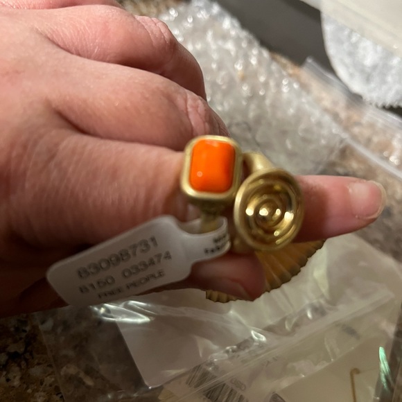 NWT Free People Semi-Precious Ring Set/Duo Gold Tone - Picture 14 of 14